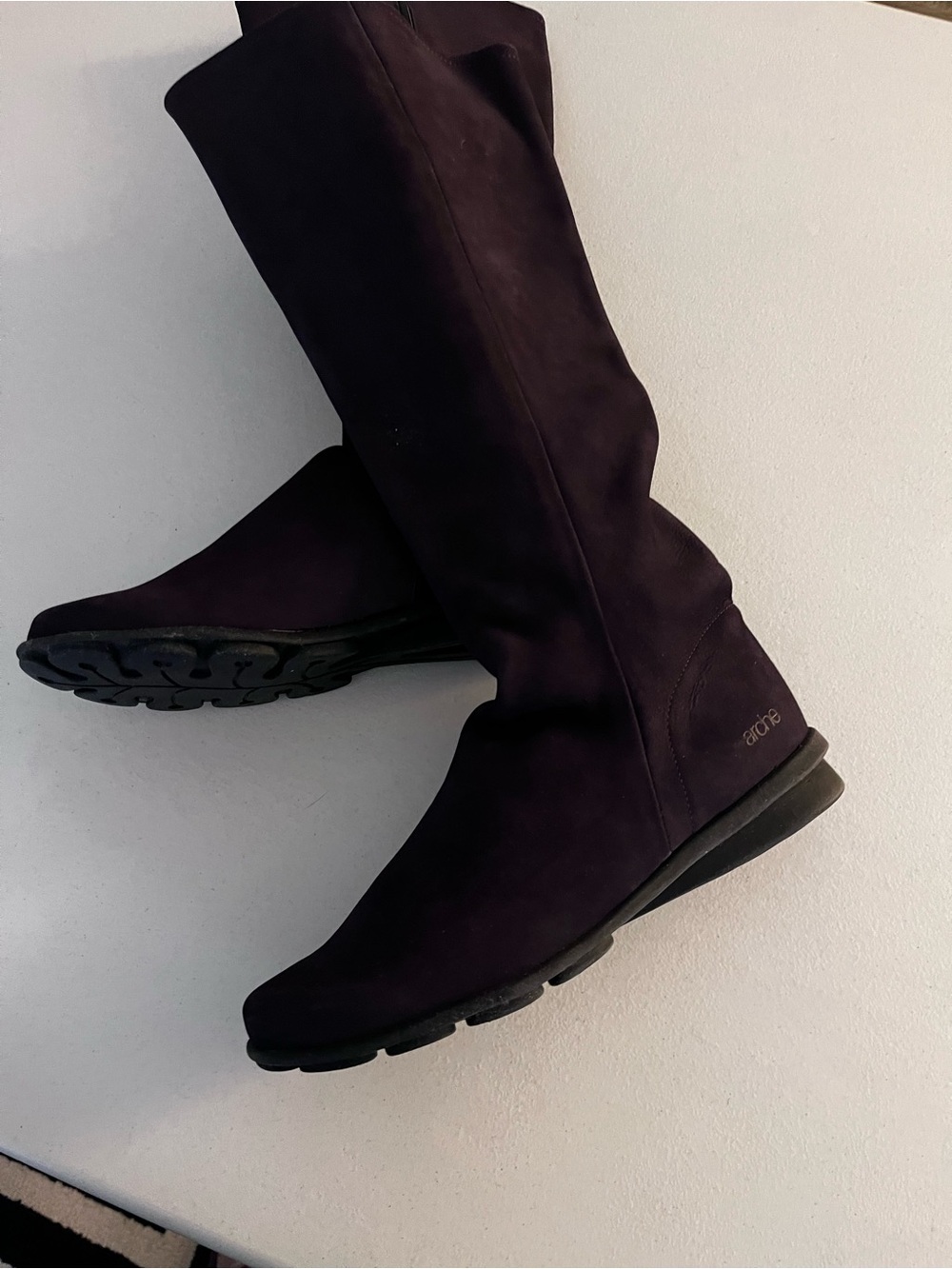 Arche Tall Suede Boots in Plum